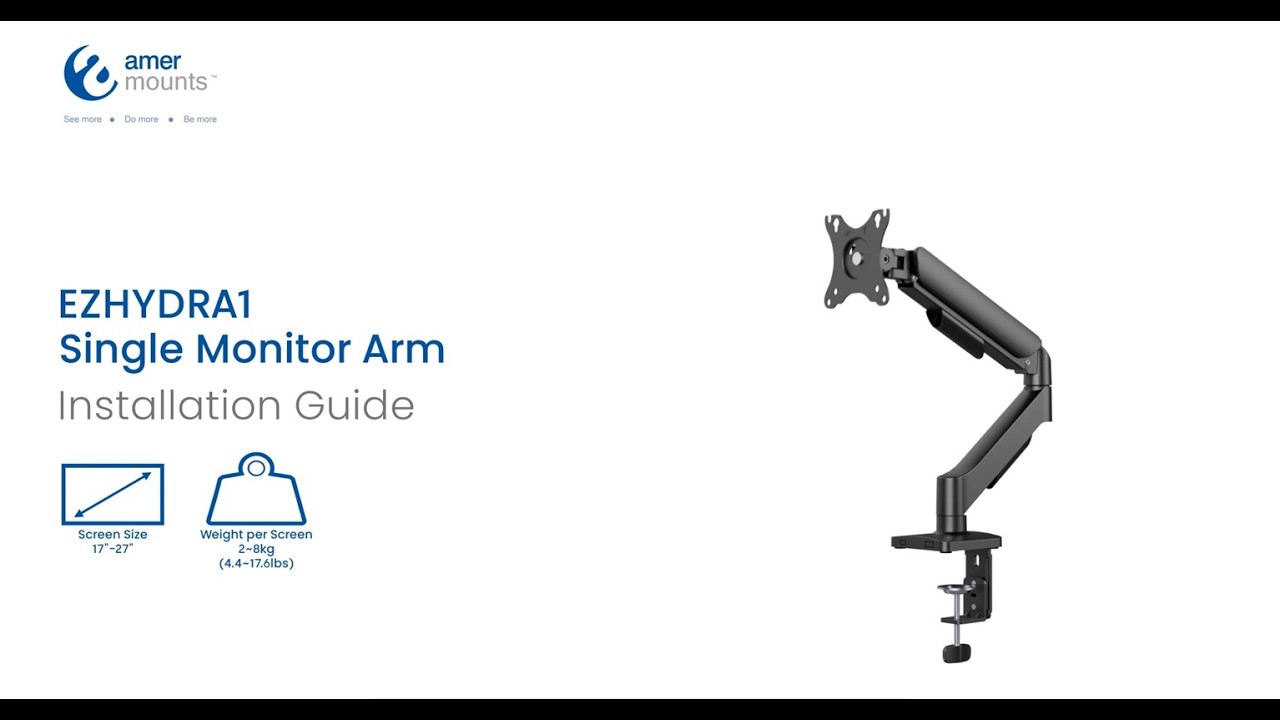 Amer Mounts EZHYDRA1 - Single Monitor Arm | Installation and Features