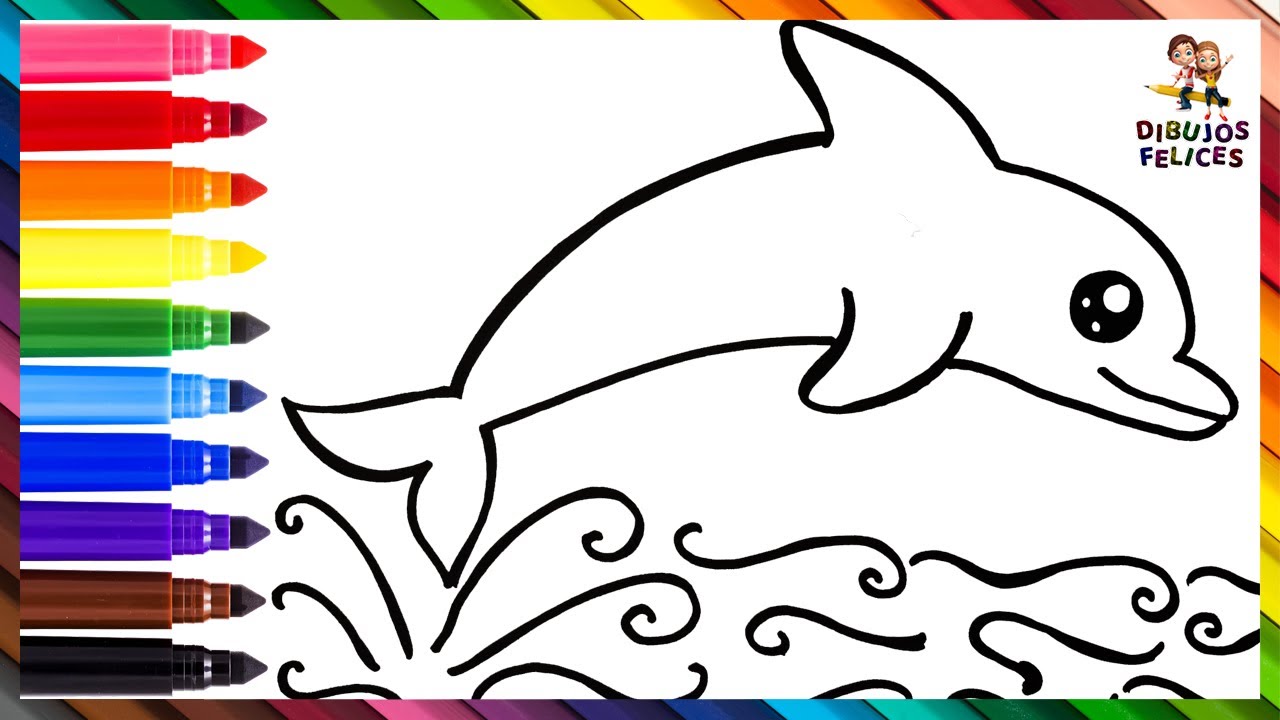 C&oacute;mo Dibujar Un Delf&iacute;n 🐬🌊 Dibuja y Colorea Un Lindo Delf&iacute;n Arcoiris 🌈 Dibujos Para Ni&ntilde;os