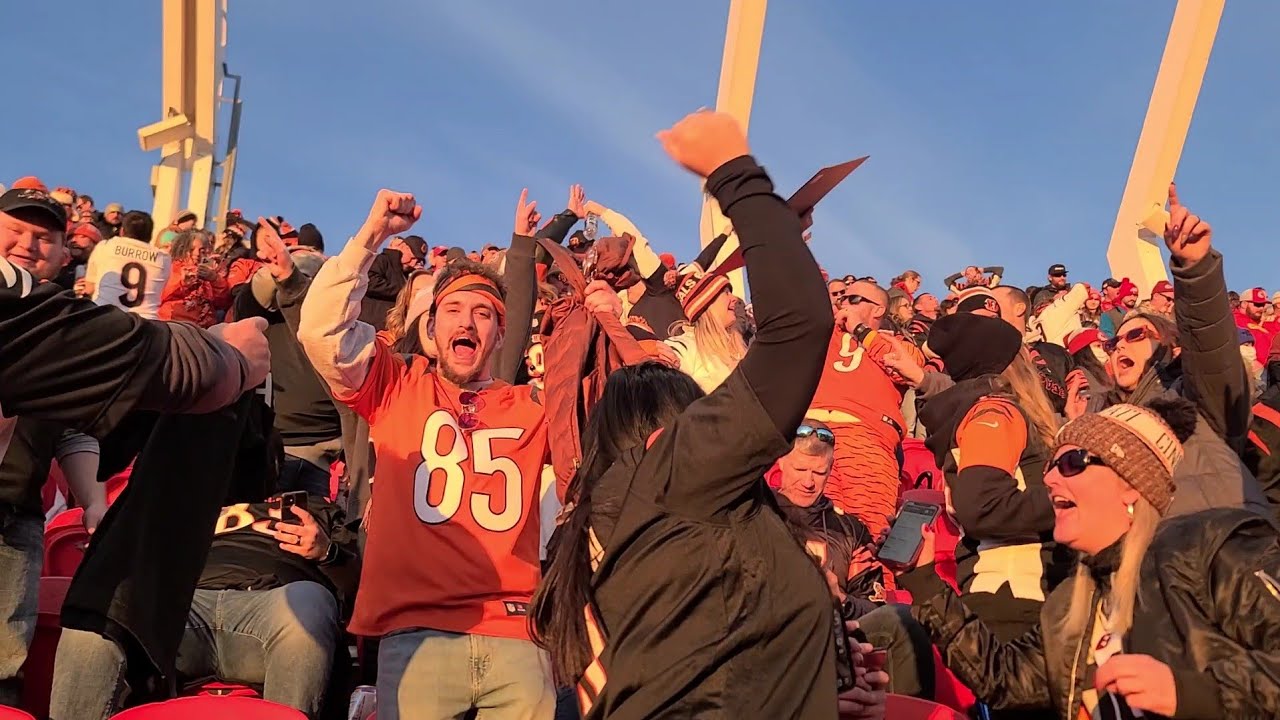 Bengals fans at Arrowhead Stadium celebrating win over Chiefs (January 30th, 2022)