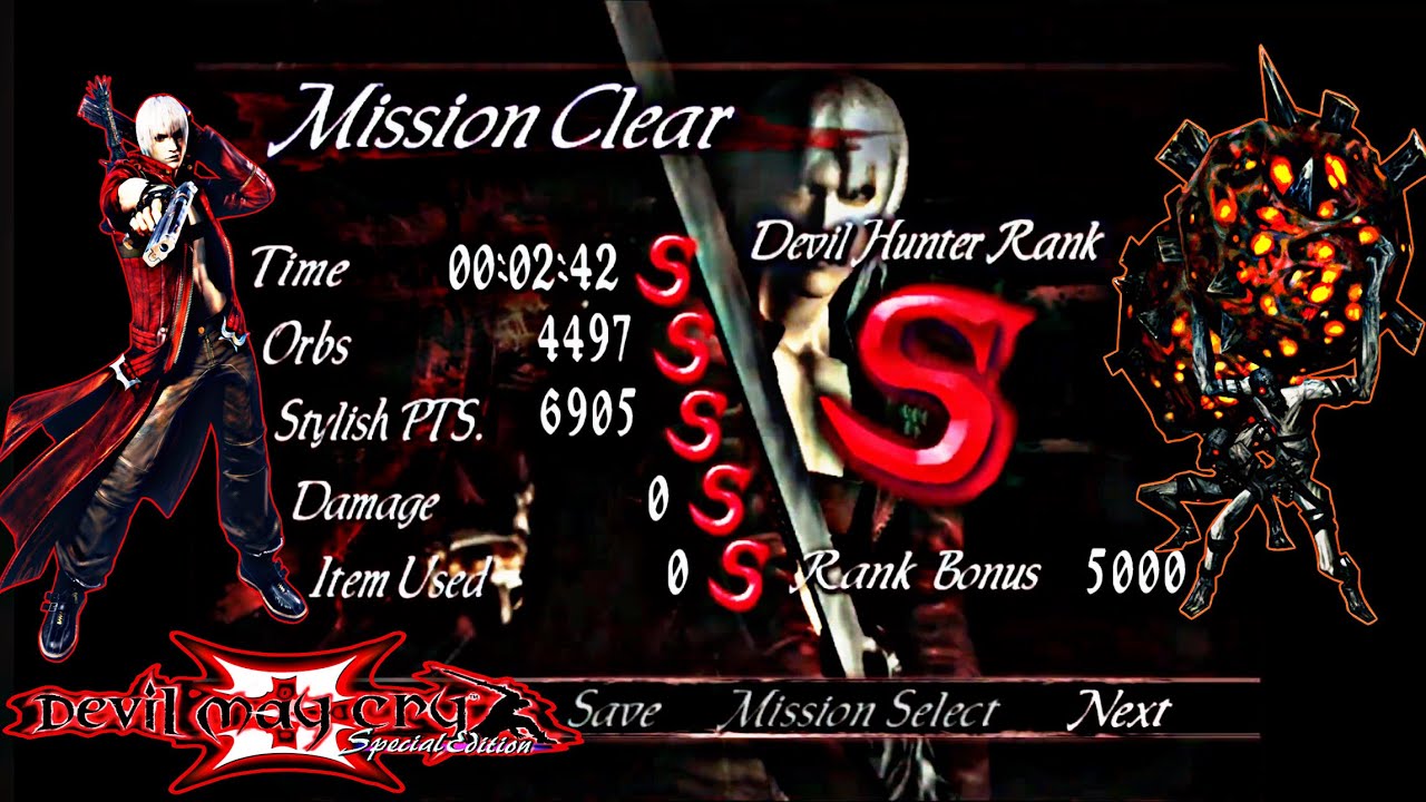 Devil May Cry 3 SE (Dante) Mission 1 - DMD SS Rank (No Damage) - 