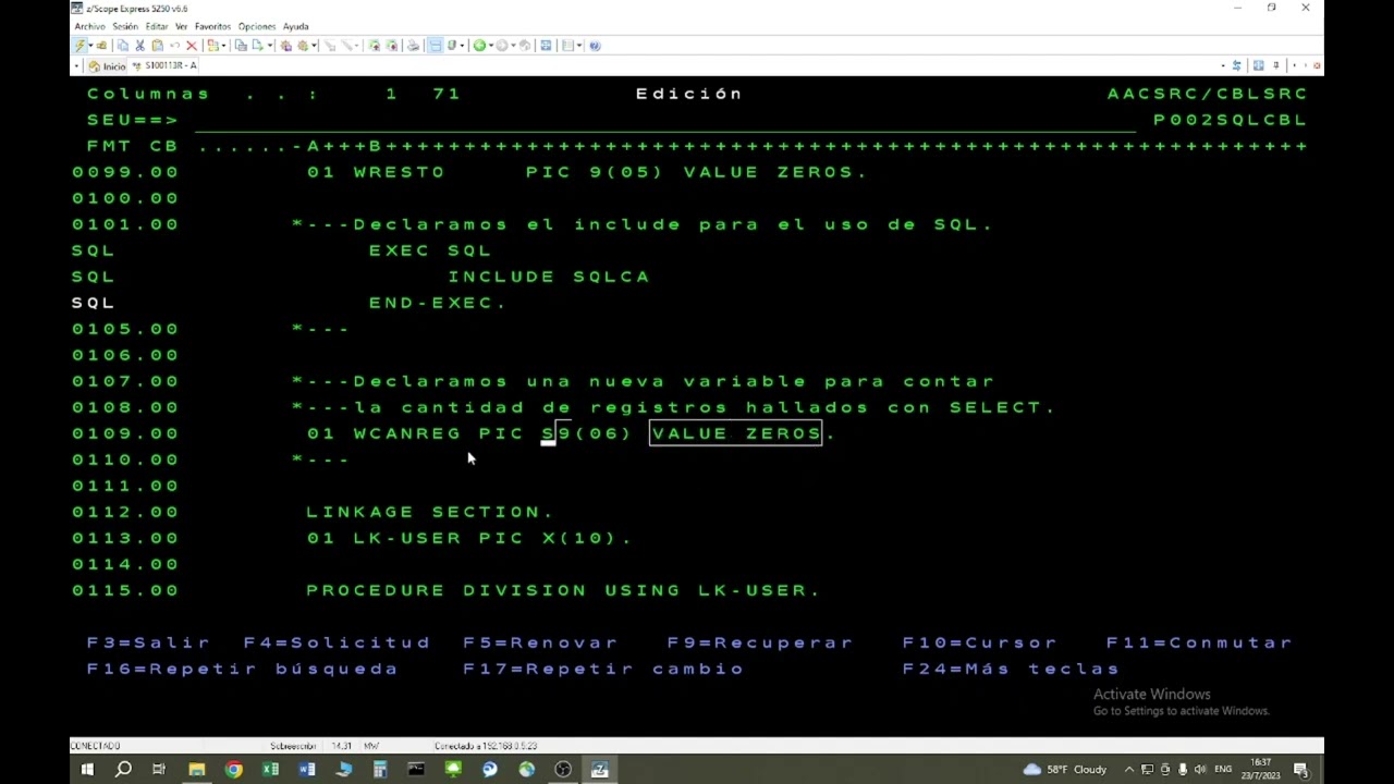 Programa Cobol con SQL embebido en un AS/400 - Parte 1