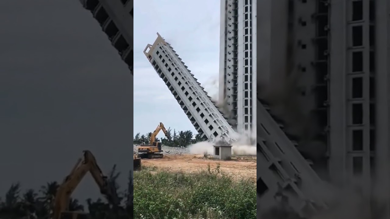 Demolishing high rise building #shorts #youtubeshorts #viral #civilwork #demolition