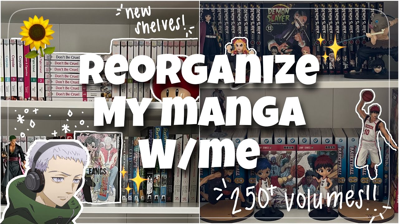 ☁️reorganize my manga w/ me- asmr+studio ghibli music☁️