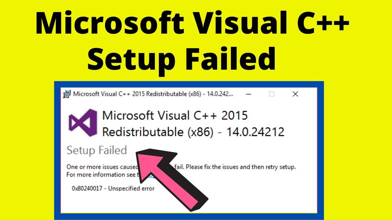 Fix Setup Failed Microsoft Visual C++ 2015-2019-2017-2013 Redistributable error 0x80240017 in Hindi