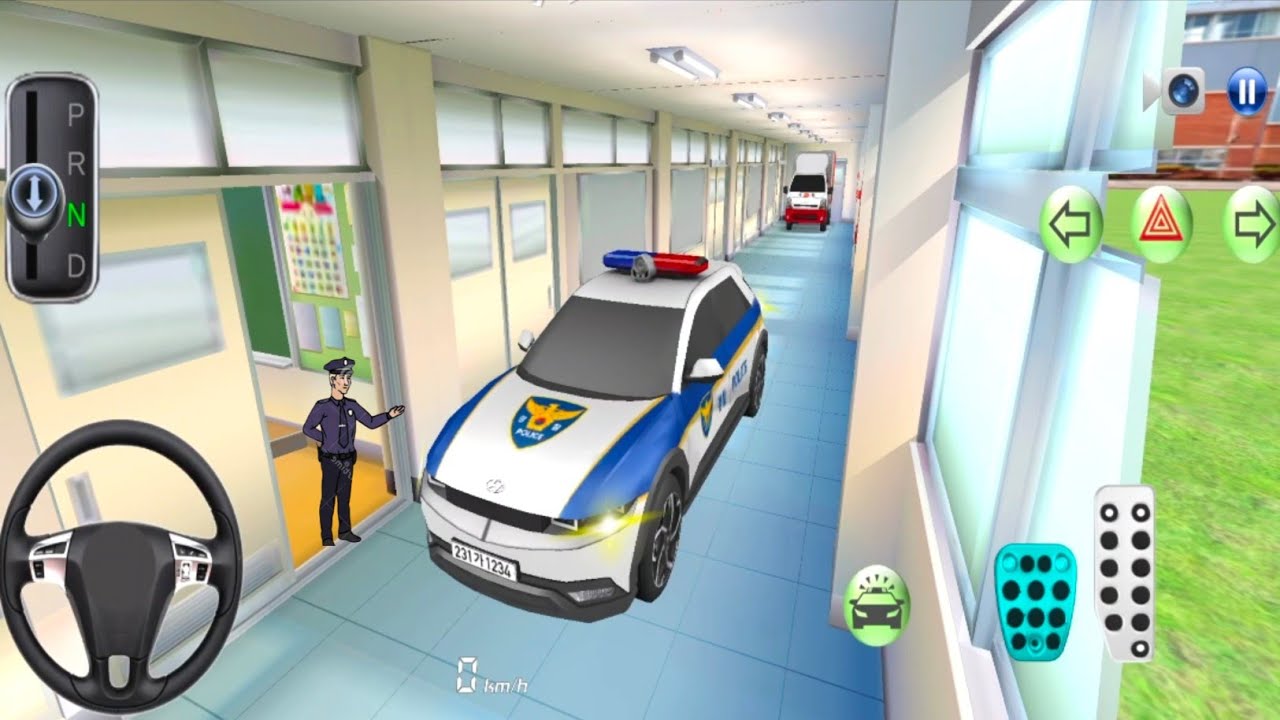New Hyundai Electric Police Car School Building Parking - 3D Driving Class 2026 - best Android Game