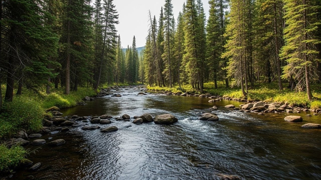 Peaceful River and Forest Ambience 🌊🌲 Flowing Water and Trees for Deep Sleep #2190