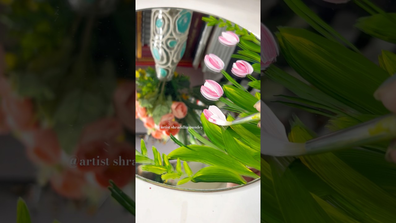 mirror painting ideas #shorts #flowerpainting #viralvideo #trending #art
