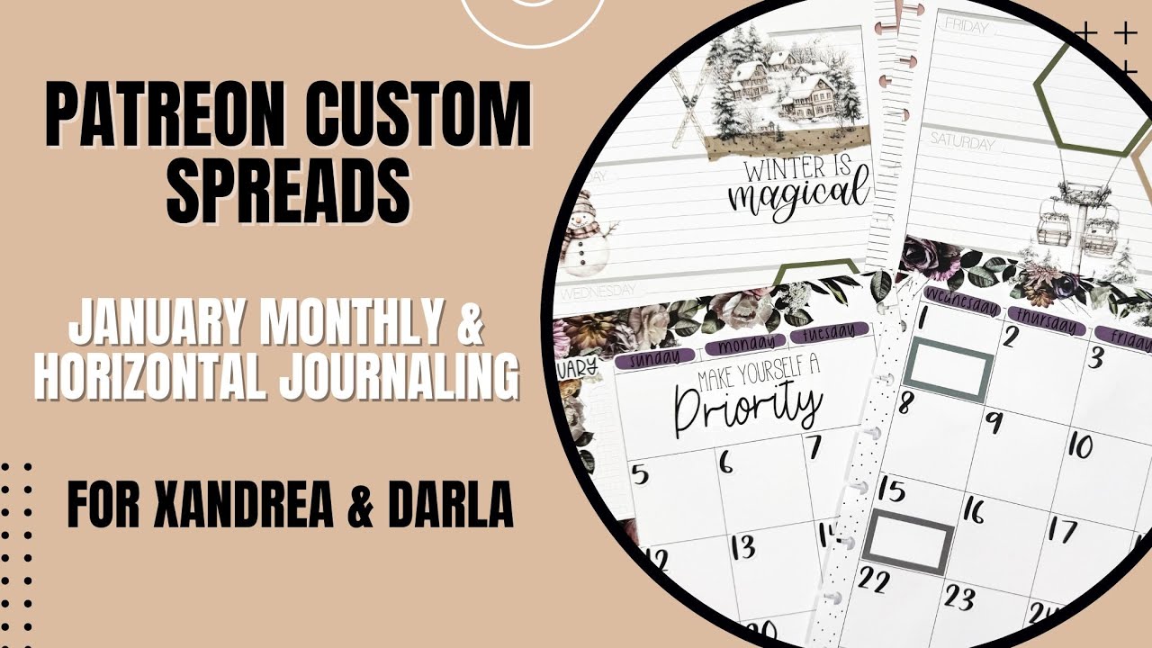 Plan With Me | Custom January Monthly & Horizontal Patreon Spreads for Xandrea & Darla