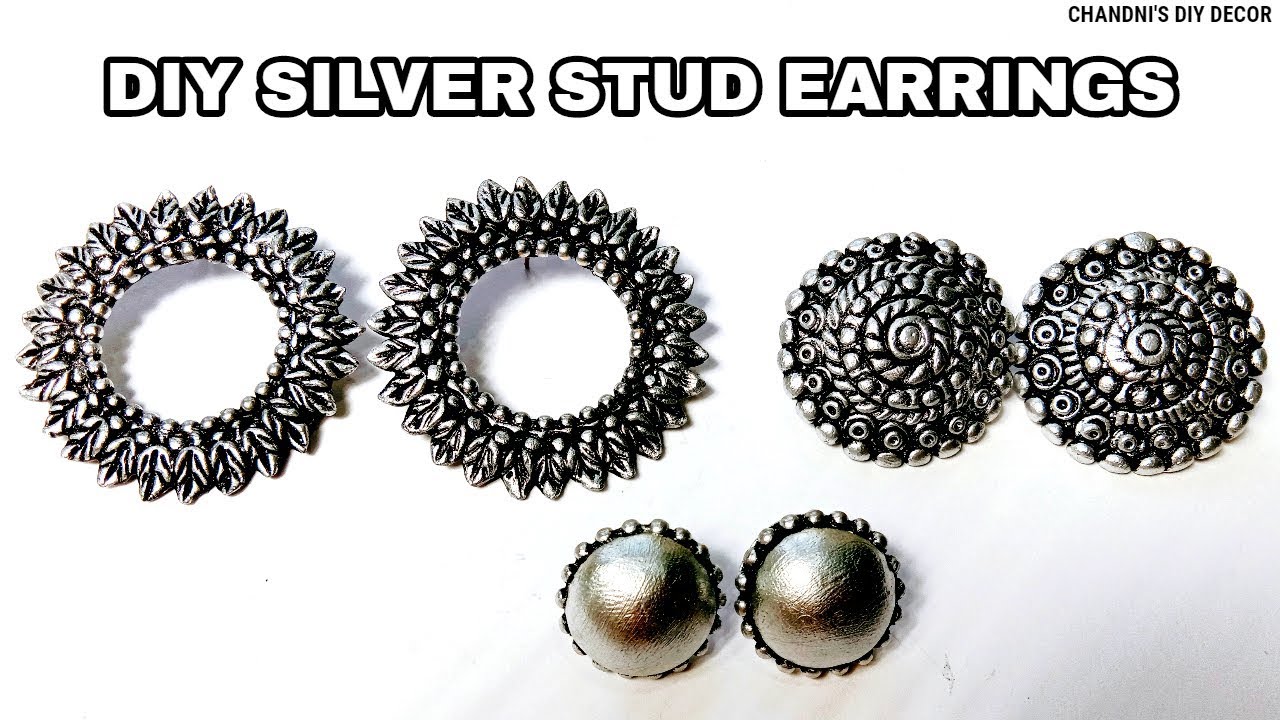 DIY Trendy Silver Stud Earring Ideas || Jewellery Making At Home || नये डिजाइन की सिल्वर इयरिंग ।
