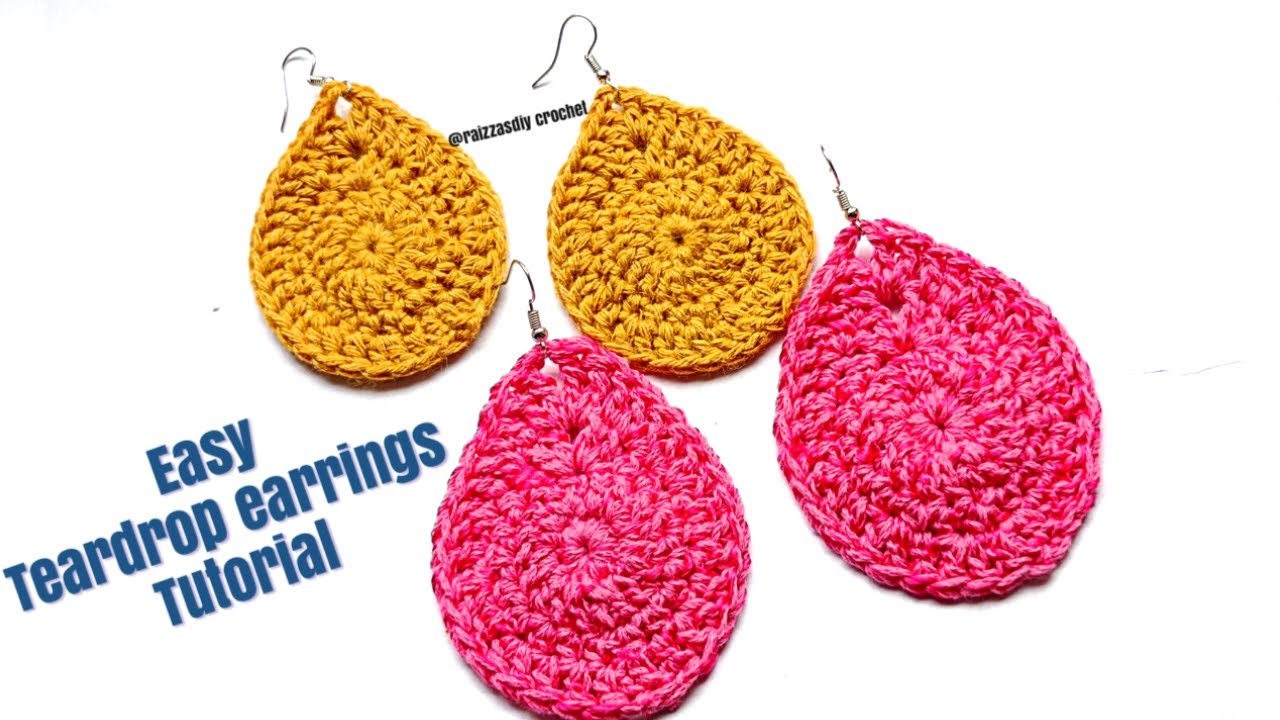 How to crochet teardrop earrings - super cute crochet earrings step by step for beginners