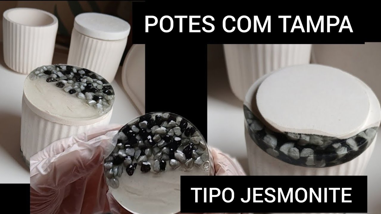 COMO FAZER POTES COM TAMPA TIPO JESMONITE ALTERNATIVO/Faça você mesmo artesanato com gesso