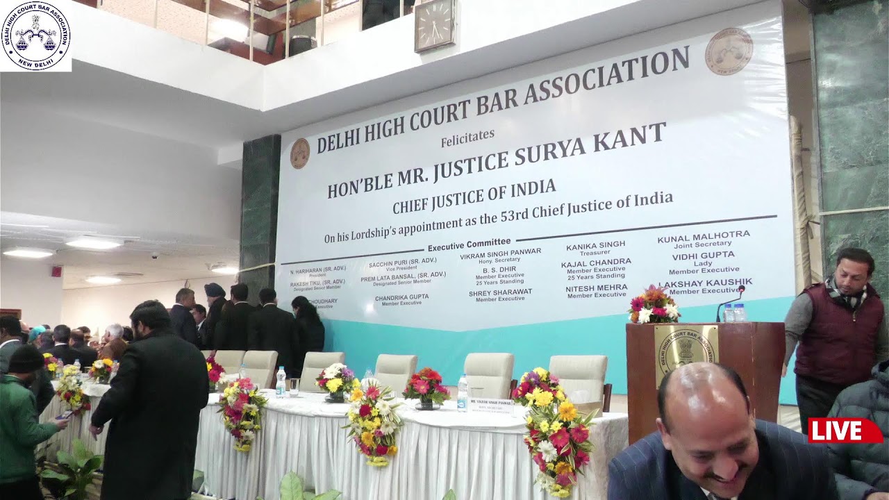 DHCBA Felicitates HMJ Surya Kant. Chief Justice of India. 15/01/2026