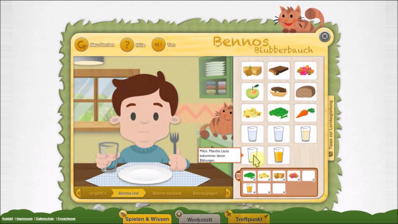 [Lernspiele] Meine-Forscherwelt.de - Bennos Blubberbauch - Ern&auml;hrung - f&uuml;r Kinder - Kostenlos
