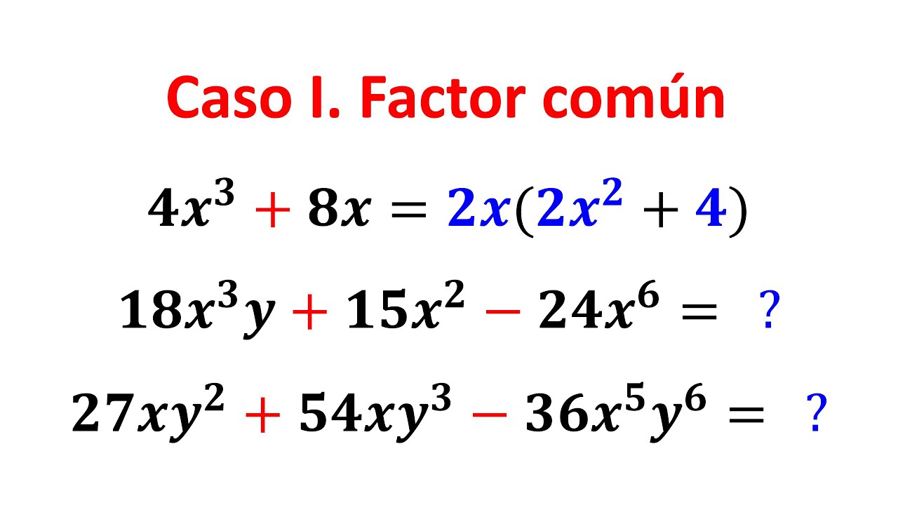 Factorización. Caso 1. Factor Común
