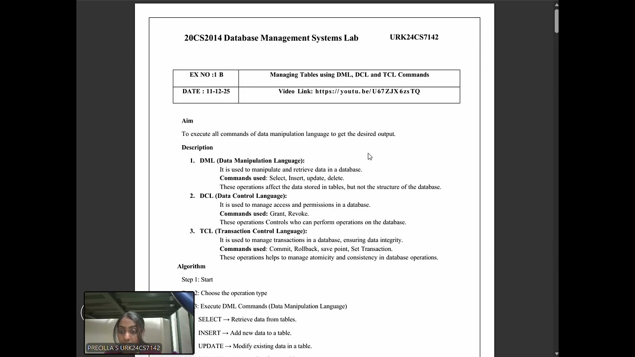 Database Management Systems Lab