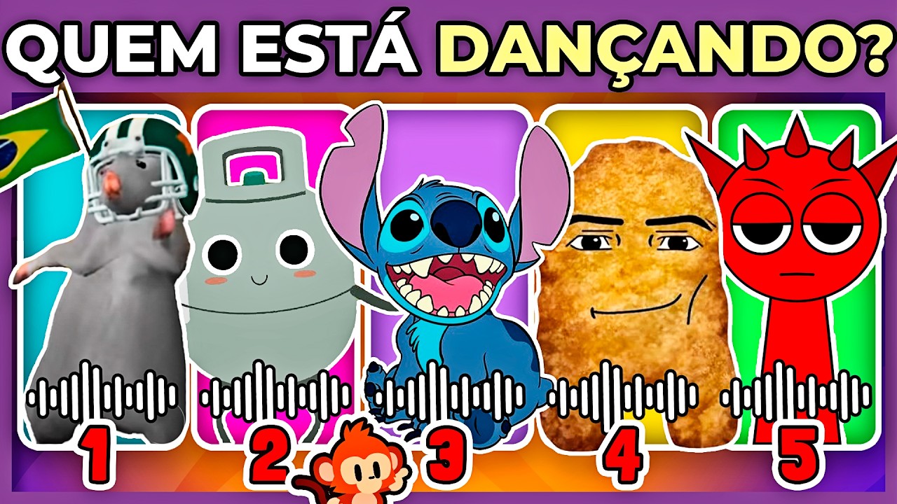 🕺QUEM ESTÁ DANÇANDO #13 🎵 | Stitch | Ratomilton | Among Us |Sprunk | Ladybug | #quiz #macaquiz
