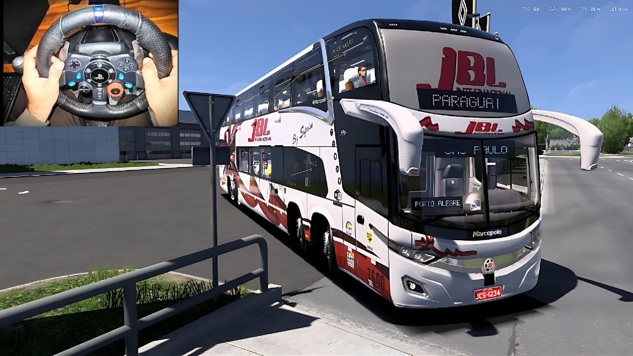 Coach bus driving through narrow roads of northwest Greek island | Bus Simulator Logitech G29 Setup