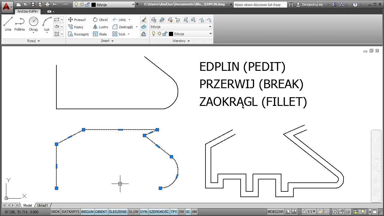 Od A do Z AutoCAD. Edycja polilinii -- nie tylko EDPLIN