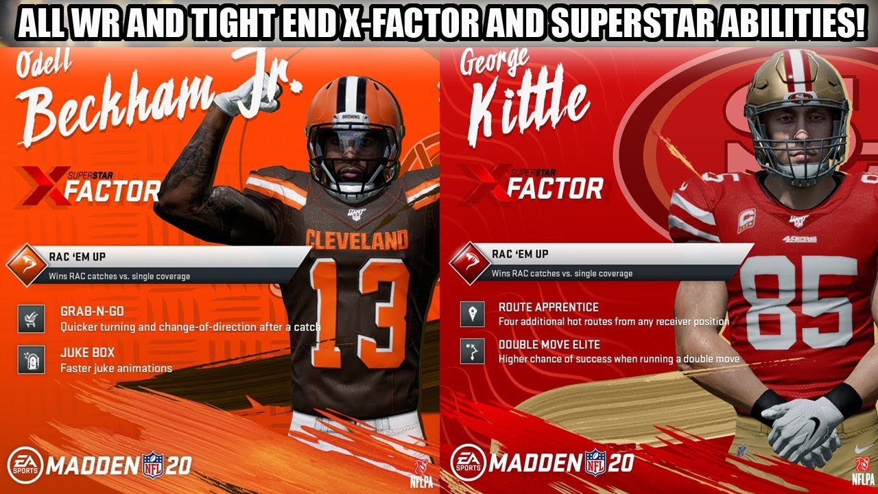 ALL WR AND TIGHT END X FACTOR AND SUPERSTAR ABILITIES IN MADDEN 20! | MADDEN 20 INFO