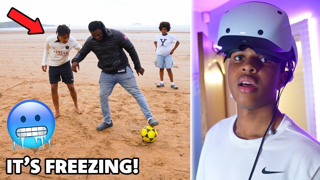 WE PLAYED FOOTBALL ON A FREEZING COLD UK BEACH + LORENZO'S LIVE