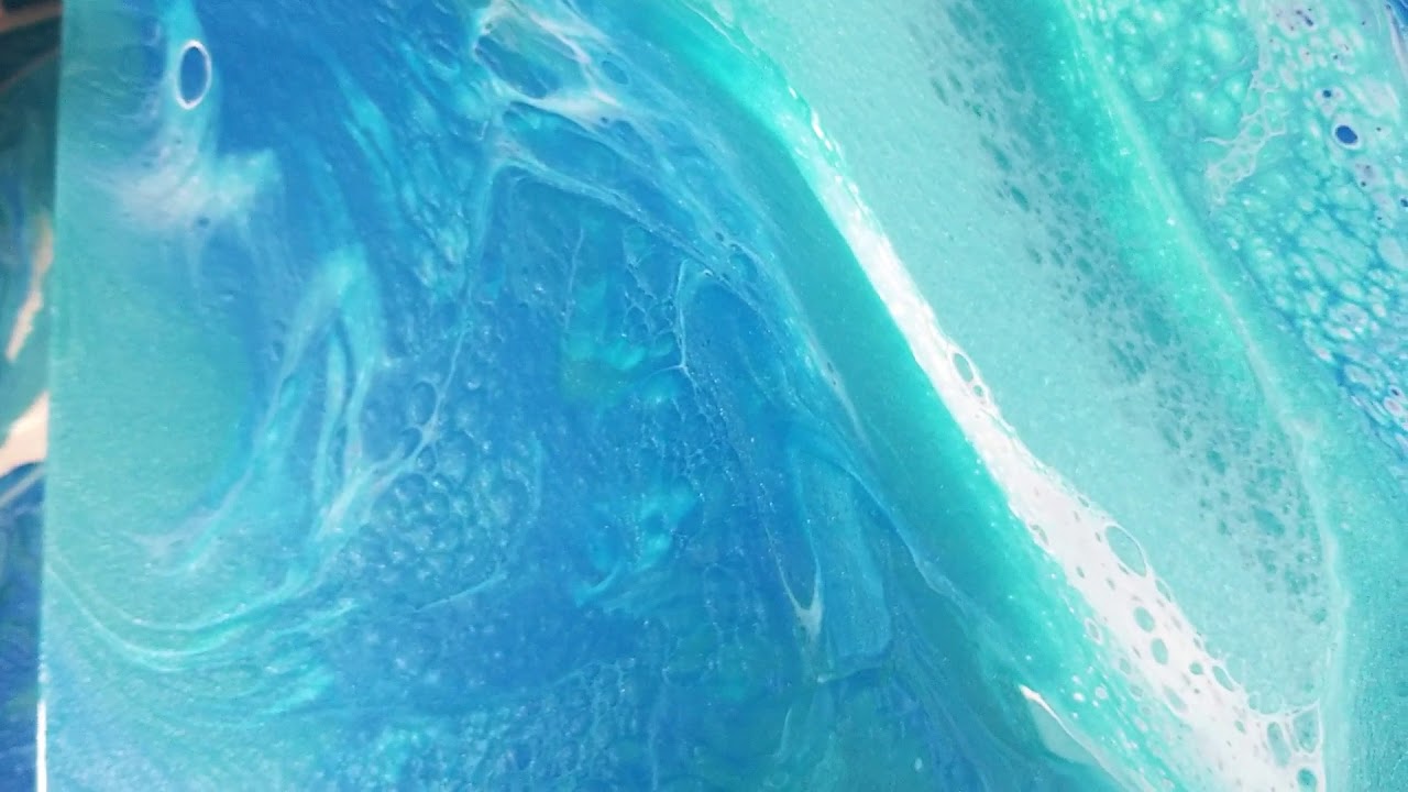 Acrylic Pour with trowel swipe & a flip cup *2 Paintings* Ocean Pours Part 1
