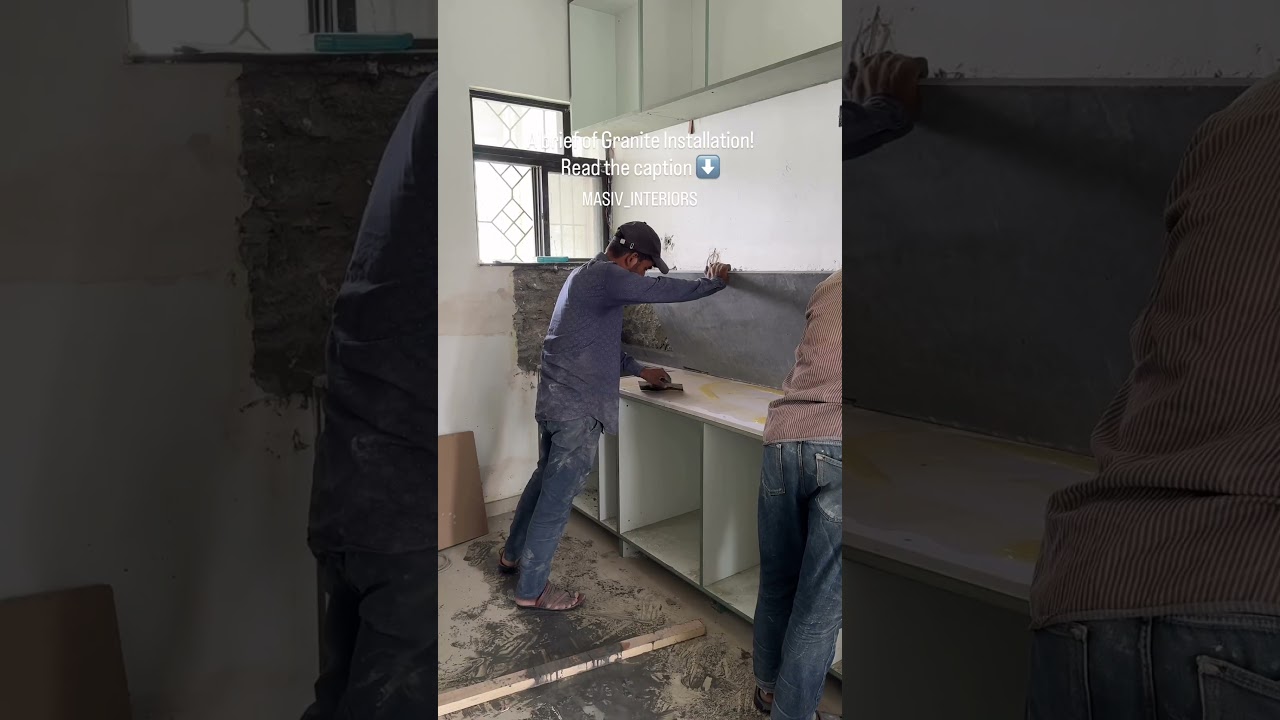 Learn how to install the granite. #graniteinstallation #kitchendesign #countertop #interiordesigner