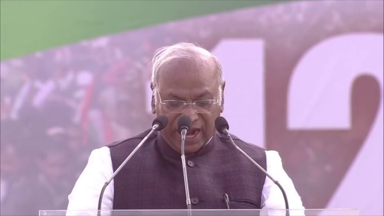 Mallikarjun Kharge addresses addresses United India rally at Brigade Parade ground in Kolkata