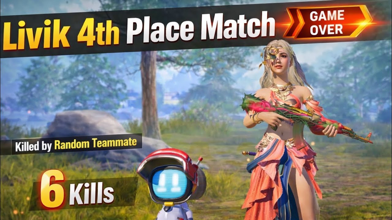 BGMI Livik Match With Random Teammate | 6 Kills 🔥 4th Position Finish 😭 | Intense Gameplay