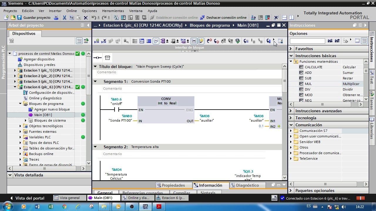 TIA PORTAL 5 Control de temperatura con PT100