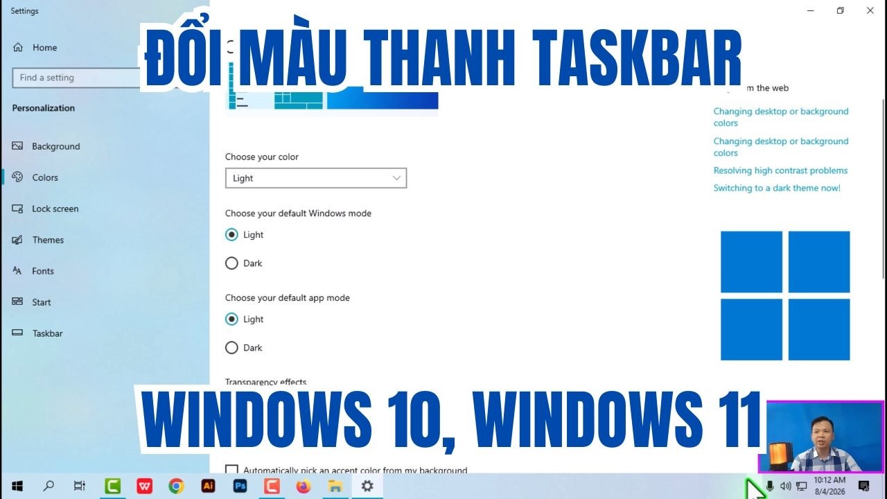 Hướng dẫn đổi m&agrave;u thanh Taskbar tr&ecirc;n Windows 10