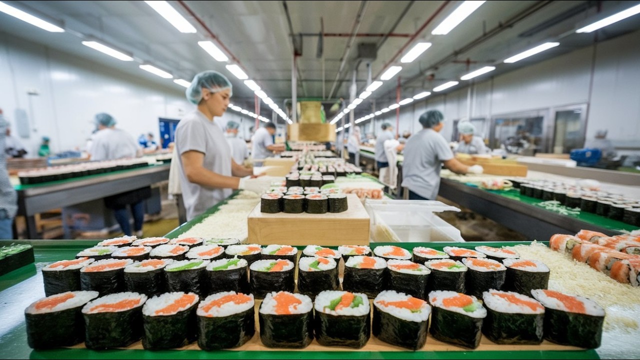 How Millions of Sushi Rolls Are Made in a Factory | Sushi Rolls Factory Process