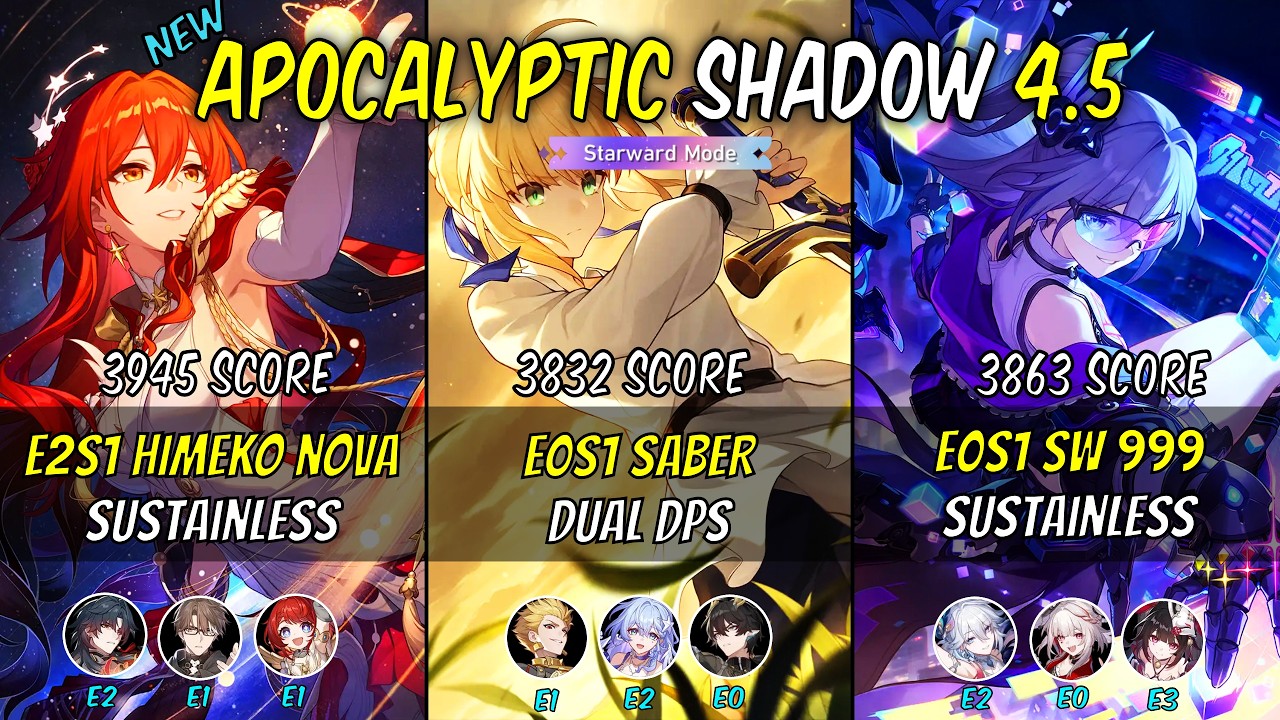 E2S1 Himeko Nova x E0S1 Saber X E0S1 SilverWolf 999 | NEW Apocalyptic Shadow | HSR 4.5 | 11640 score