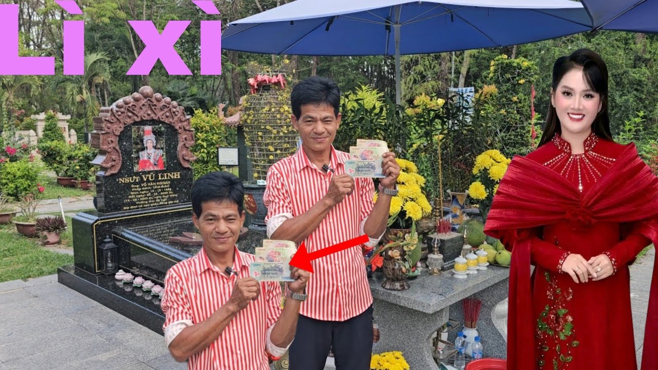 Khán giả đến từ đồng nai viếng mộ nghệ sĩ ưu tú Vũ Linh lì xì Ngọc giũ mộ 