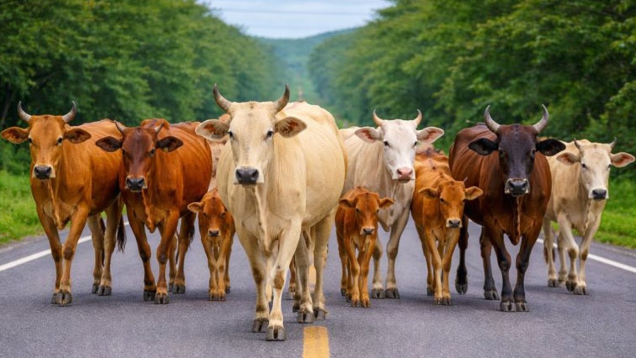 Mengiring Sapi Lembu  Menuju Ke Kandang Peternakan Hewan Ternak sapi - Suara sapi moo
