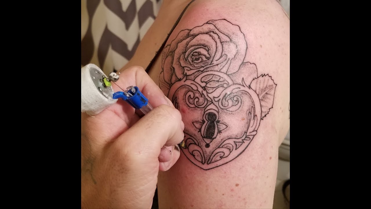 ROSE and LOCKET TATTOO with a HOMEMADE PRISON TATTOO machine