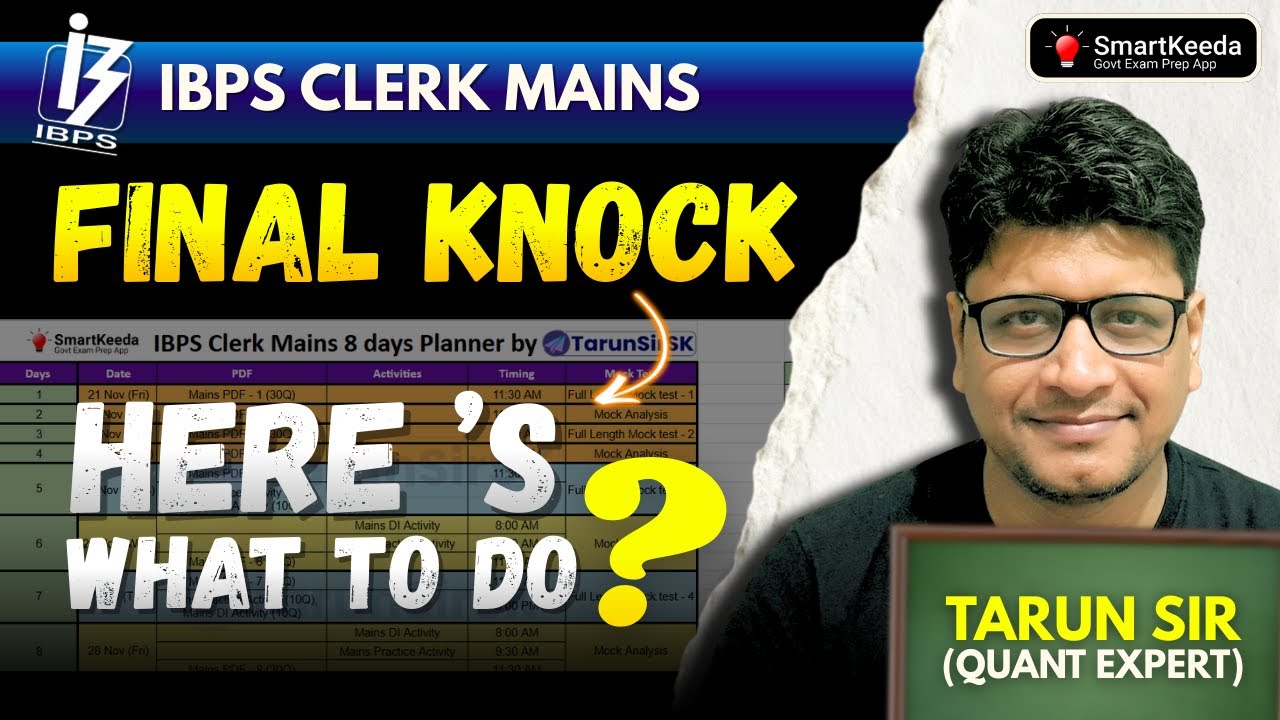 IBPS Clerk Mains 2025 | Final 8 Days Strategy, New Quant Pattern & Planner #bankingexam #ibpsclerk