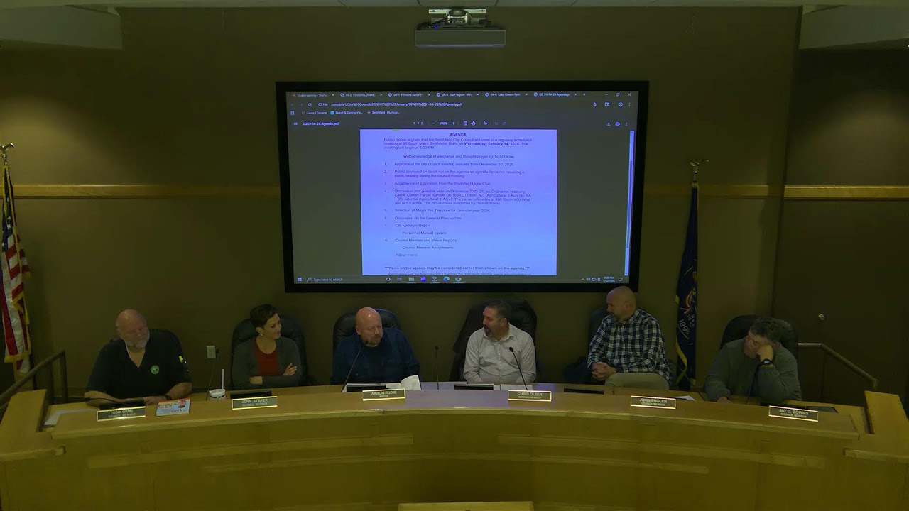 Smithfield City, Utah City Council Meeting, Wed, Jan 14, 2026