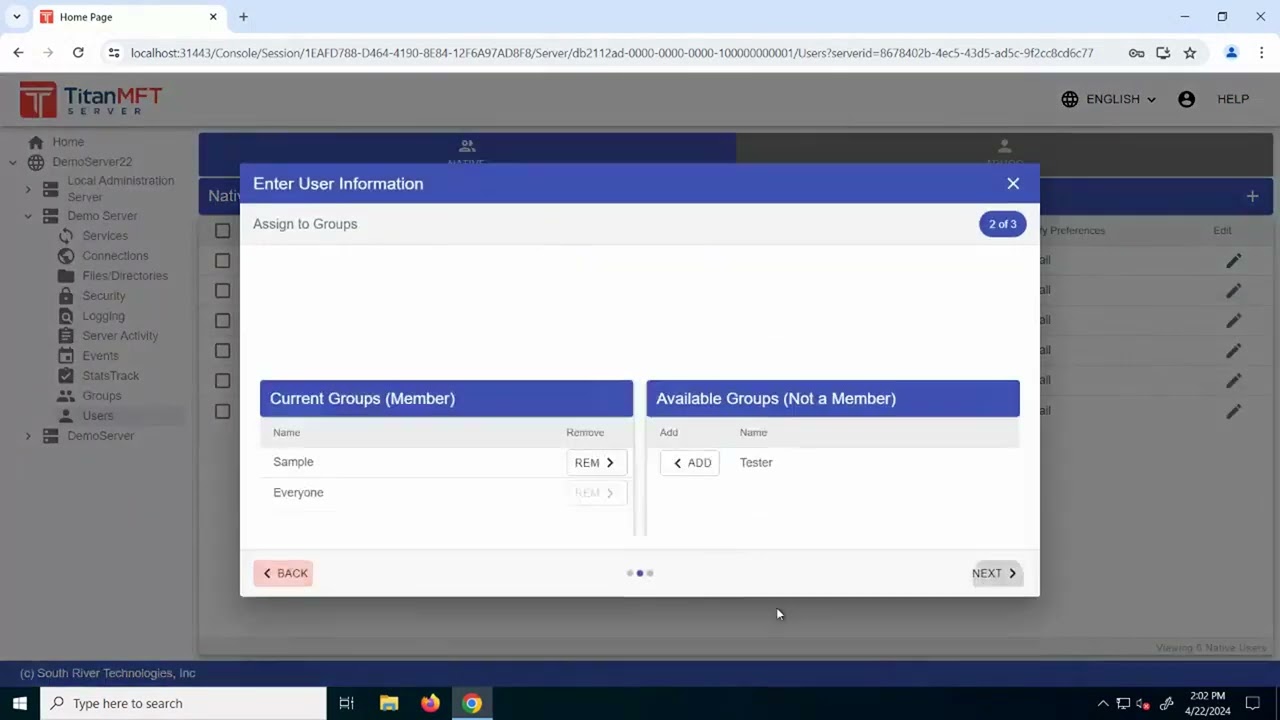 Titan Server: Configure Admins to View User Home Folders and Upload Data