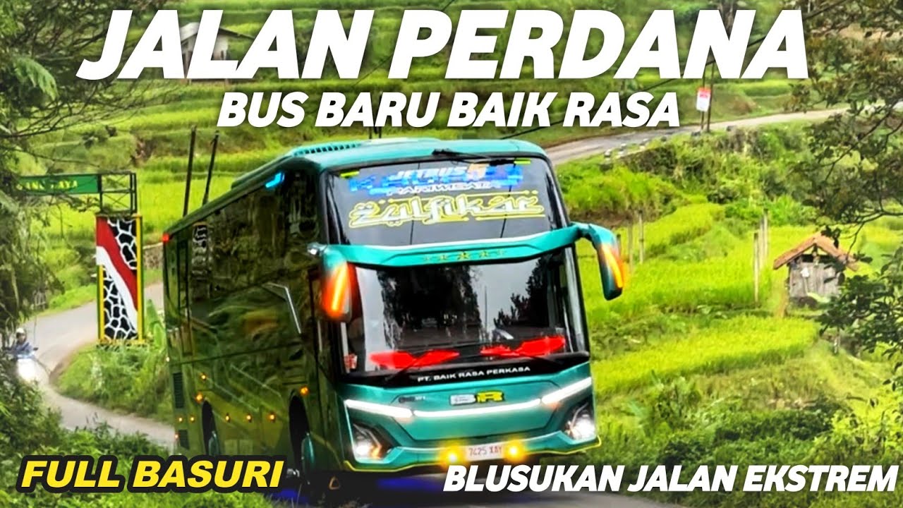 JALAN PERDANA LEWAT JALAN KAMPUNG YANG EKSTRIM‼️ BUS BARU BAIK RASA FULL BASURI SEPANJANG JALAN