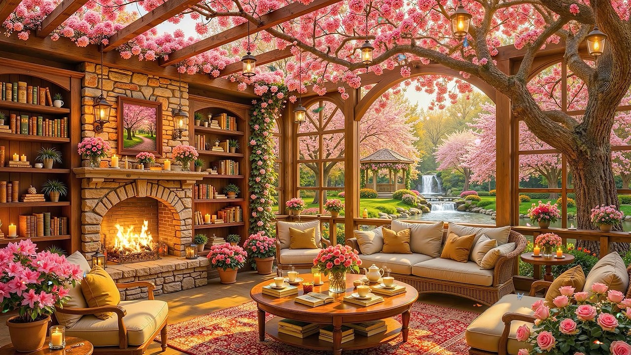 Relaxing Jazz Instrumental Music for Work, Study 🌸 Spring Coffee Shop Ambience & Smooth Jazz Music