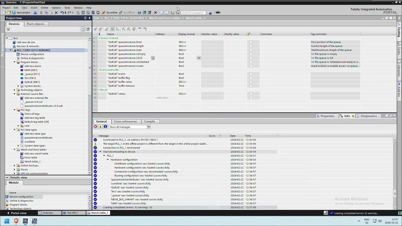 PLC Framework - Queue implementation