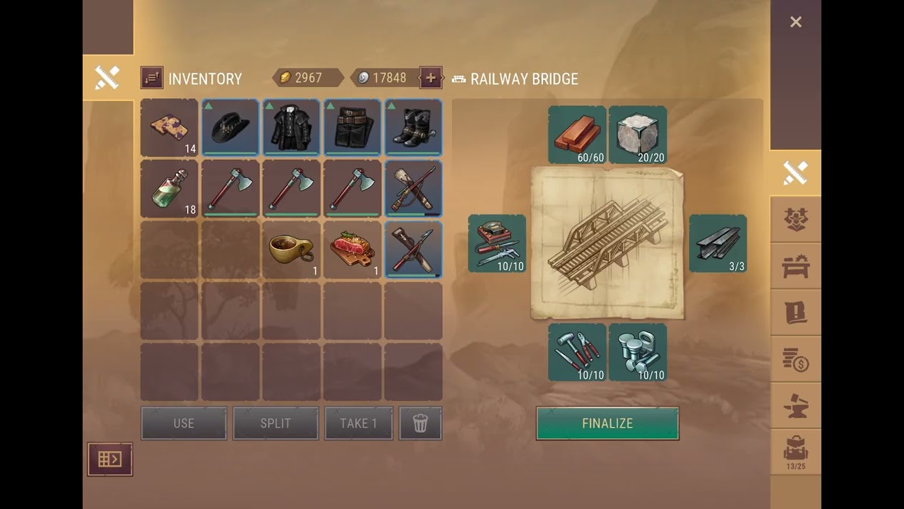 Westland Survival Railway Bridge requirements for Rio Bravo