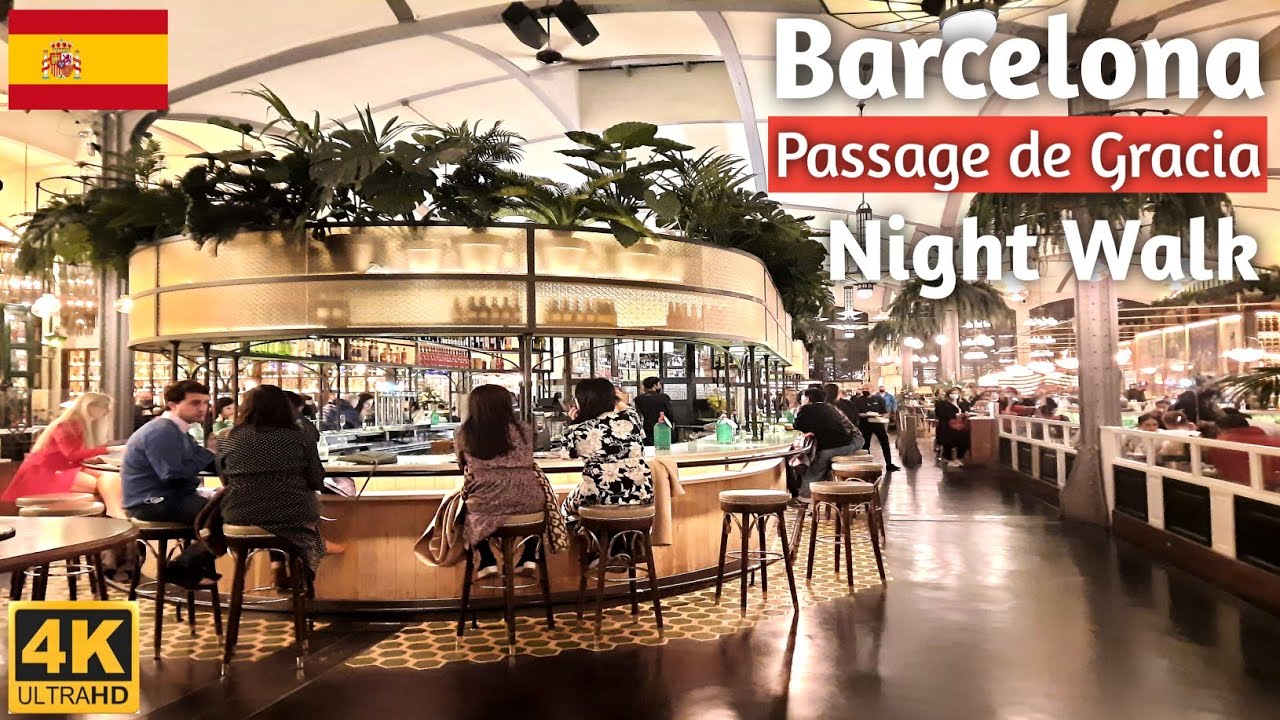 Barcelona,Spain🇪🇦-Night Walk- Passage de Gracia-2022-4k-HDR English, Spanish Captions