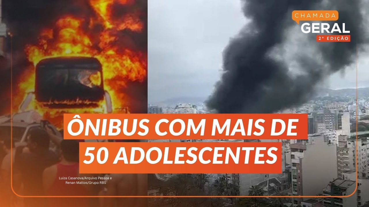 ÔNIBUS PEGA FOGO NO CENTRO DE PORTO ALEGRE; VEÍCULO FAZIA EXCURSÃO COM ESTUDANTES | Chamada Geral 2
