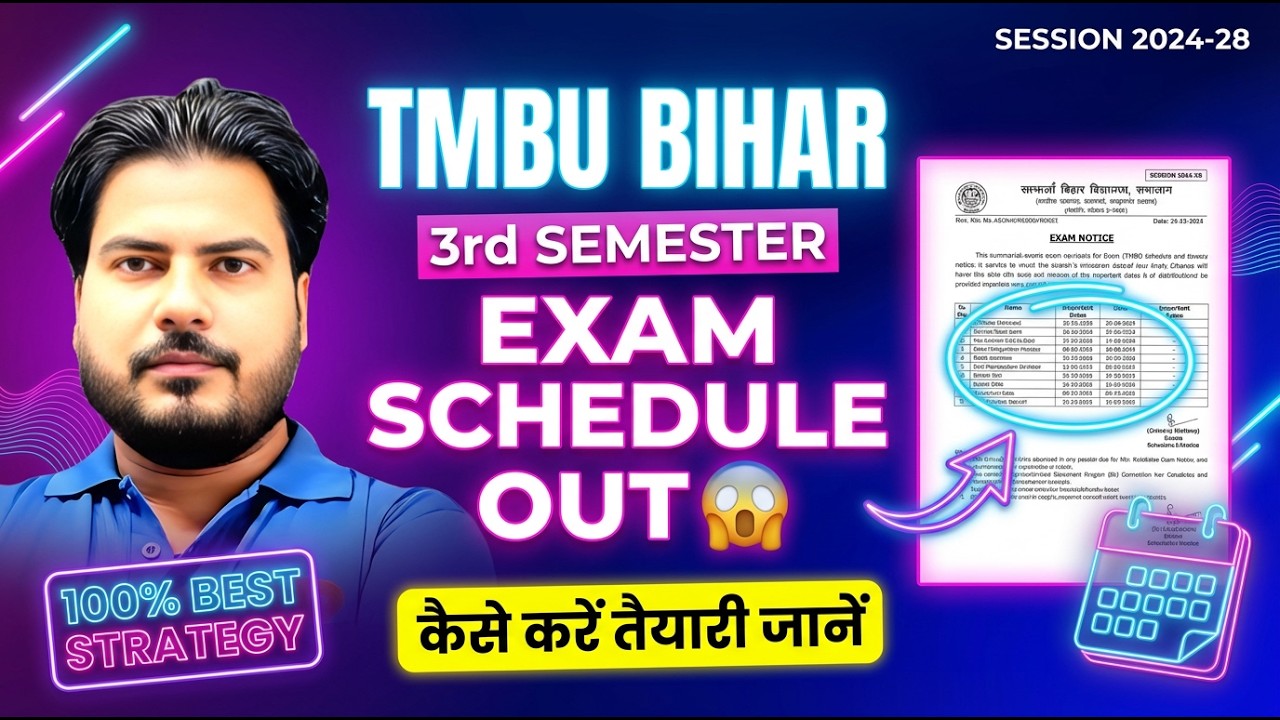 TMBU Sem 3 Exam 2026 - Official Schedule Out Now | Subject Wise Dates