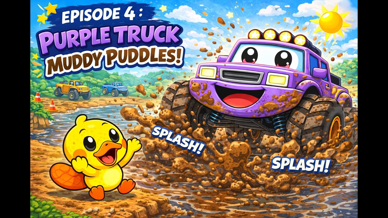 Purple Truck Funny Day | Muddy Puddle Fun ⎮Learn English for kids
