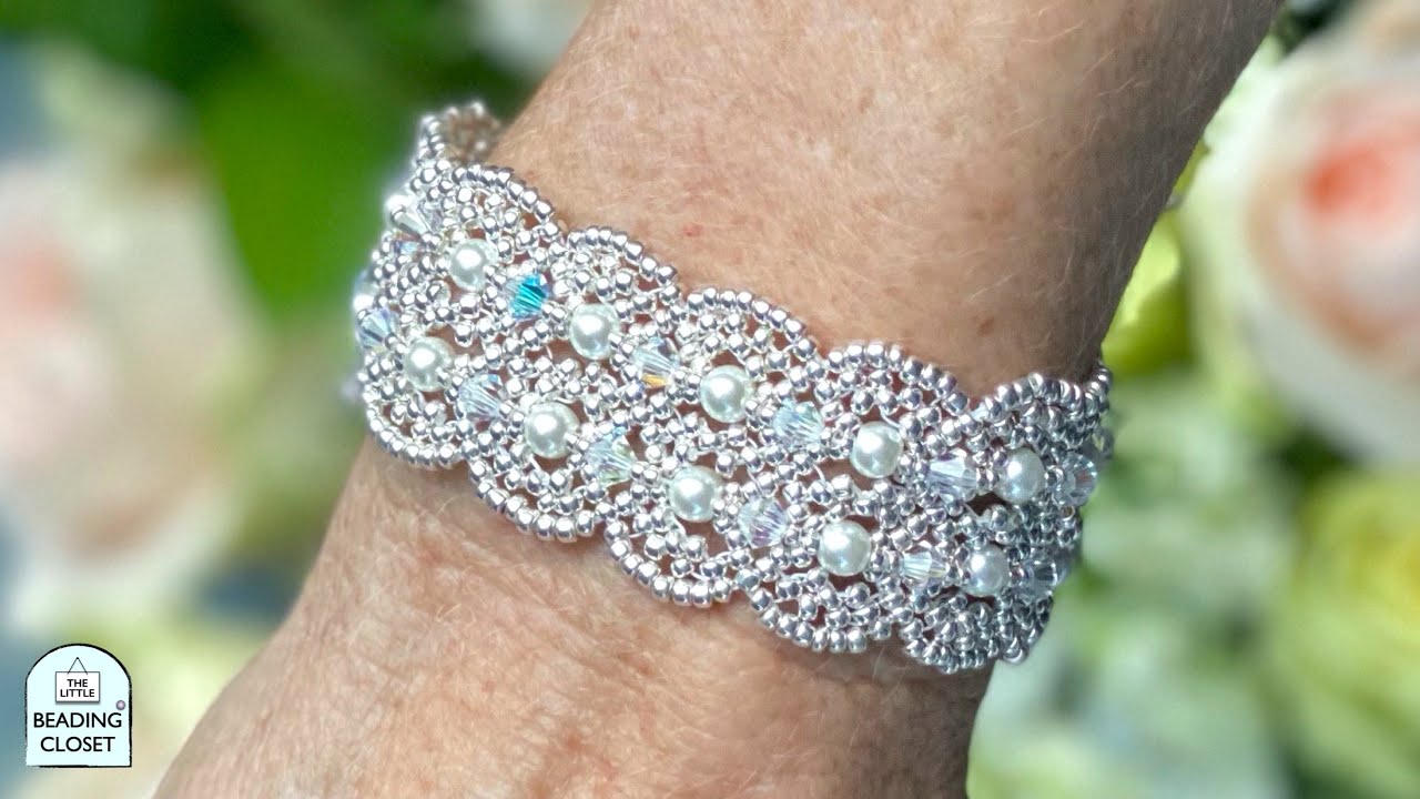 How to make a beaded bridal bracelet crystal and pearl bead weaving tutorial / BRIDAL BLISS