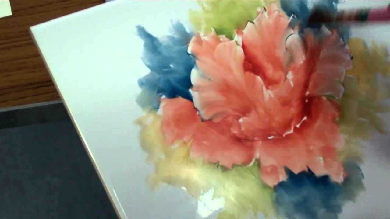 Porcelain Painting Chris Ryder -Impressionistic Poppy Stage 4