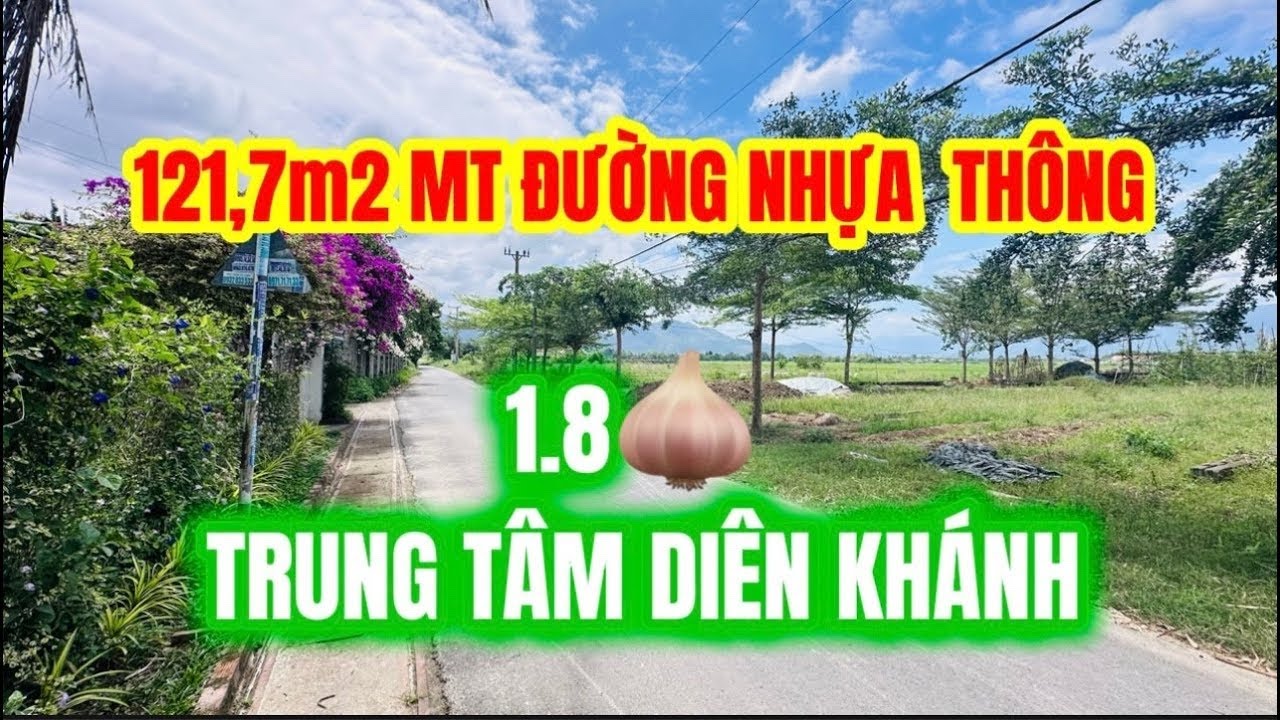 ĐẤT MẶT TIỀN ĐƯỜNG NHỰA THÔNG RỘNG 7,7m - DT: 121,7m2 - CHỈ 1.8💰