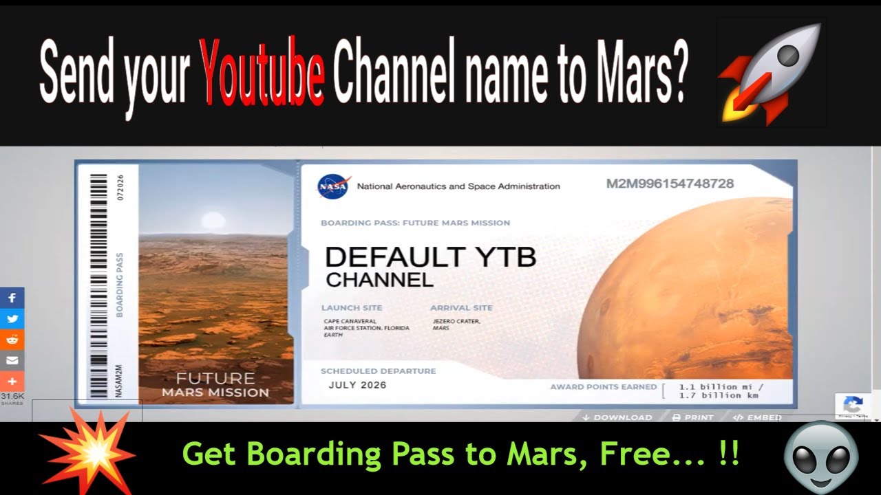 How to send your Youtube Channel name to Mars mission 2026